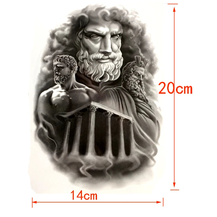 Peris Gems  Zeus temple Waterproof Temporary Tattoo sticker Greek the king of gods Fake Tattoo body art Henna Tatoo sleev harajuku men SHEIN Amazon Temu