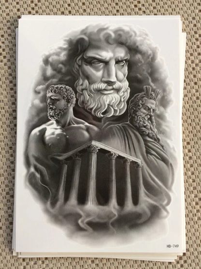 Peris Gems  Zeus temple Waterproof Temporary Tattoo sticker Greek the king of gods Fake Tattoo body art Henna Tatoo sleev harajuku men SHEIN Amazon Temu